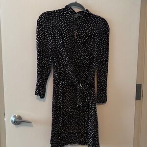 Zara Black and White Polka Dot Long Sleeve Dress